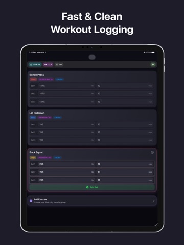 Altrix Gym Log Workout Tracker iPad screenshot