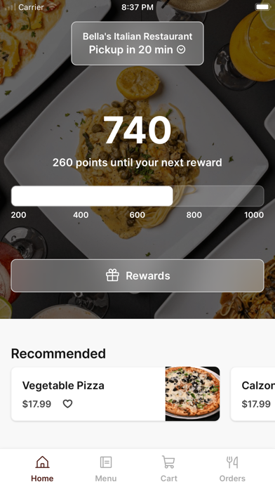 Bella's Italian Restaurant iPhone screenshot 1 - Food & Drink app