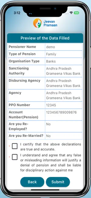 JeevanPramaan iPhone screenshot 2