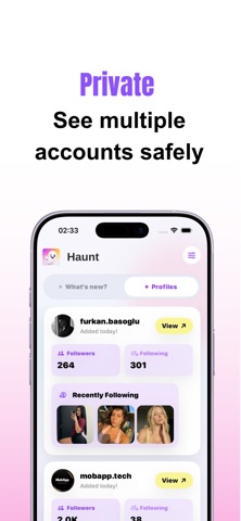 Haunt - Recent Follow Tracker iPhone screenshot