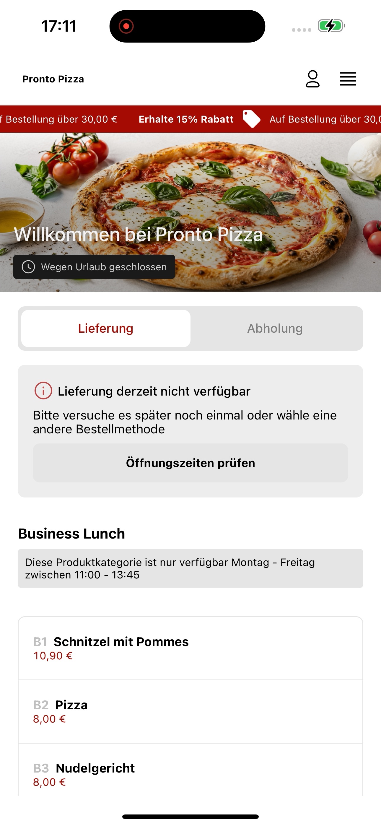 Screenshot 1 of Pronto Pizza DE