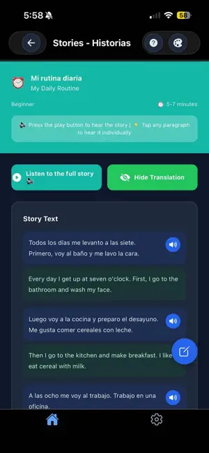 Learn Spanish Short Stories screenshot 2