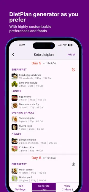 DietApp (for Indians) screenshot 1