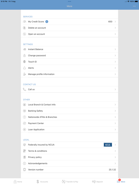 Interstate Credit Union iPad screenshot 4 - Finance app