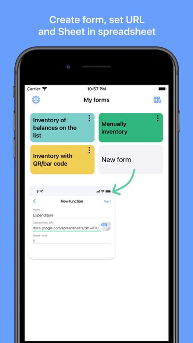 Spreadsheet data entry Screenshot