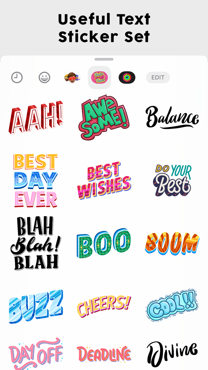 Useful Text Stickers Set