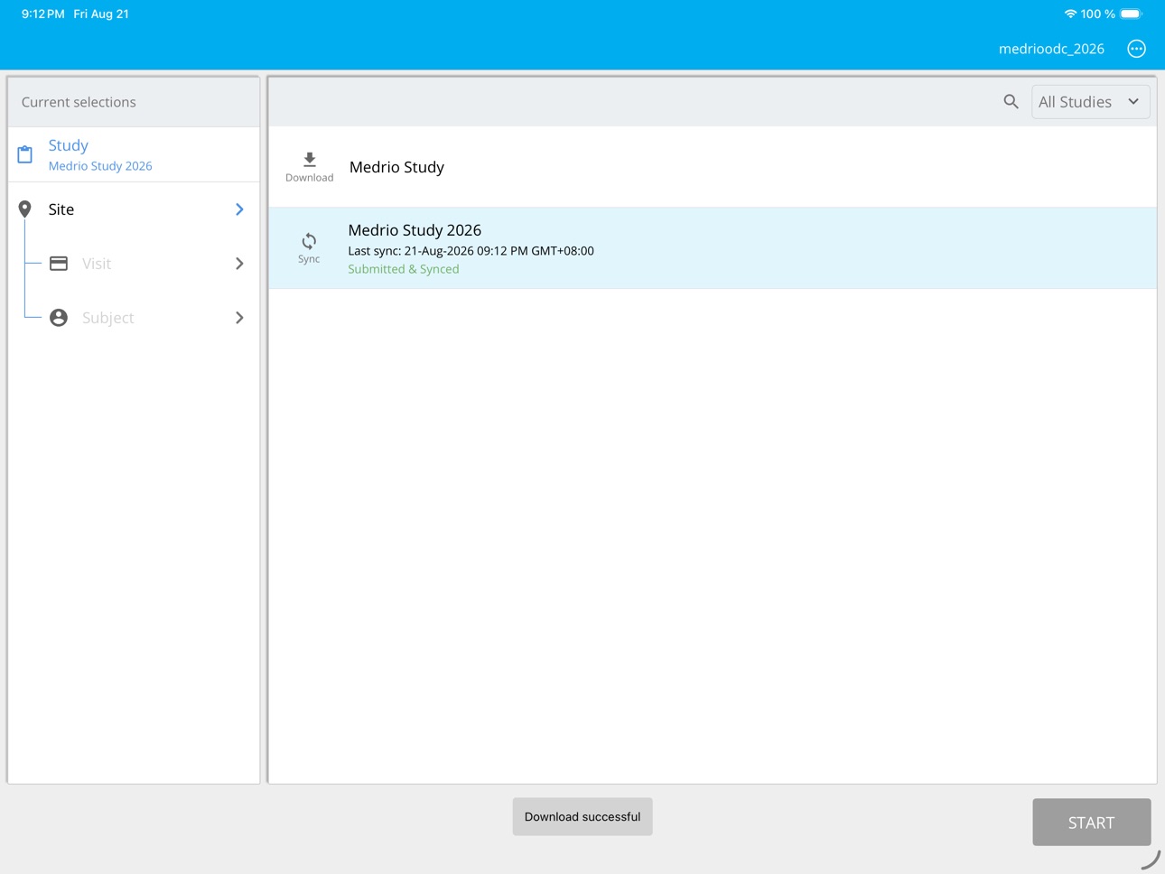 Screenshot 1 of Medrio Offline Data Capture