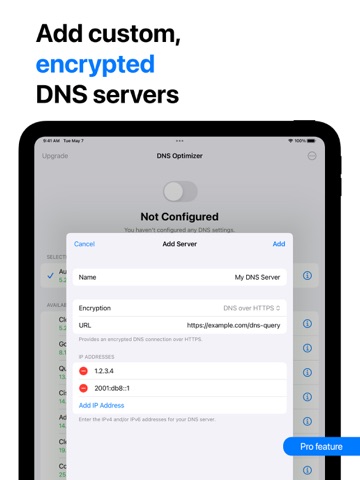 DNS Optimizer: Server Changer iPad screenshot