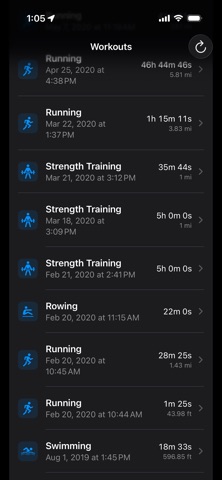 Workout Data Exporter のスクリーンショット