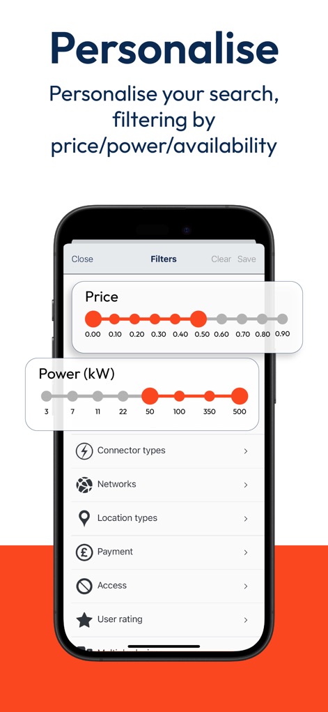 Zapmap: EV charging points map - EV drivers can refine their search with powerful filters, including adjustable price and power (kW) sliders, alongside options for connector types and user ratings.