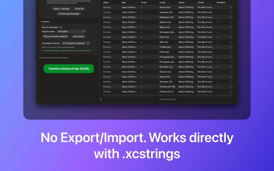 #2. XCStrings Localizer (macOS) Bởi: Yaroslav Ermolaev