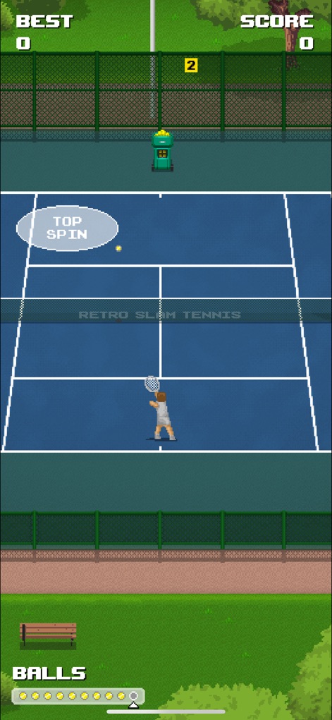 Retro Slam Tennis - Hone tennis skills in practice mode, utilizing the ball machine and mastering specific shots like the "Top Spin" technique.
