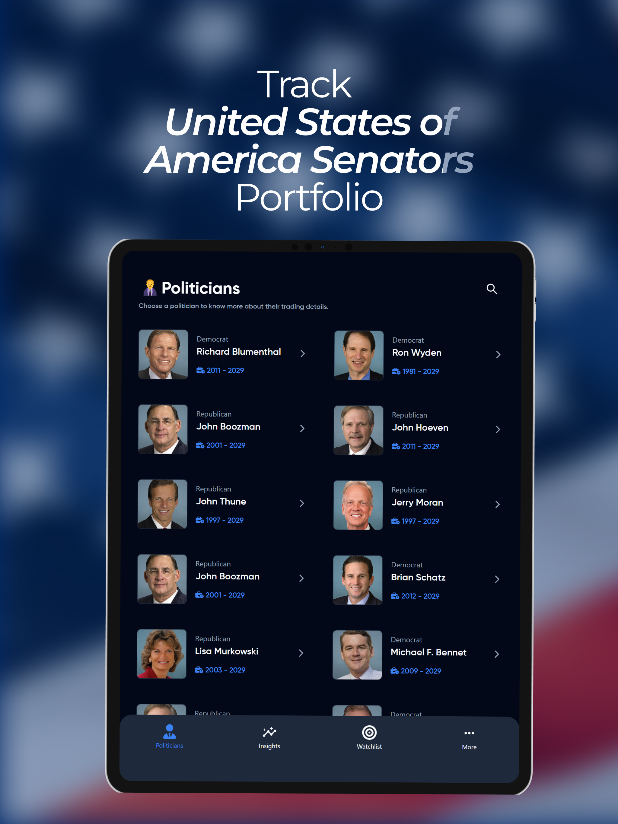 US Senator Stock Tracker