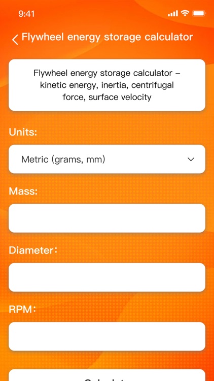 Flywheel energy storage calc screenshot-3