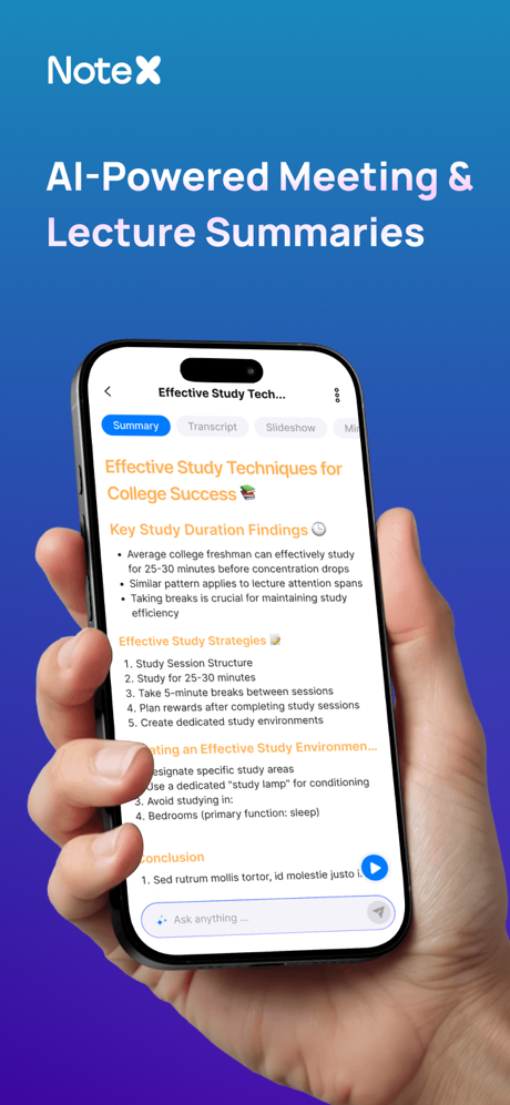 NoteX: AI Notes & Meetings screenshot 1
