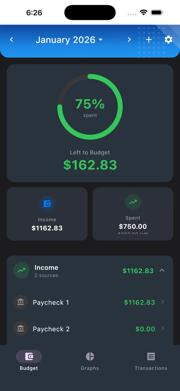 Screenshot #1 pour Simple Offline Budget