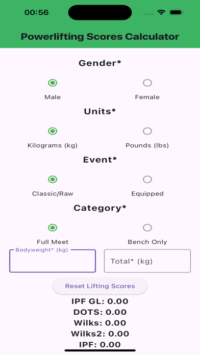 PowerLIFTING CALC Screenshot