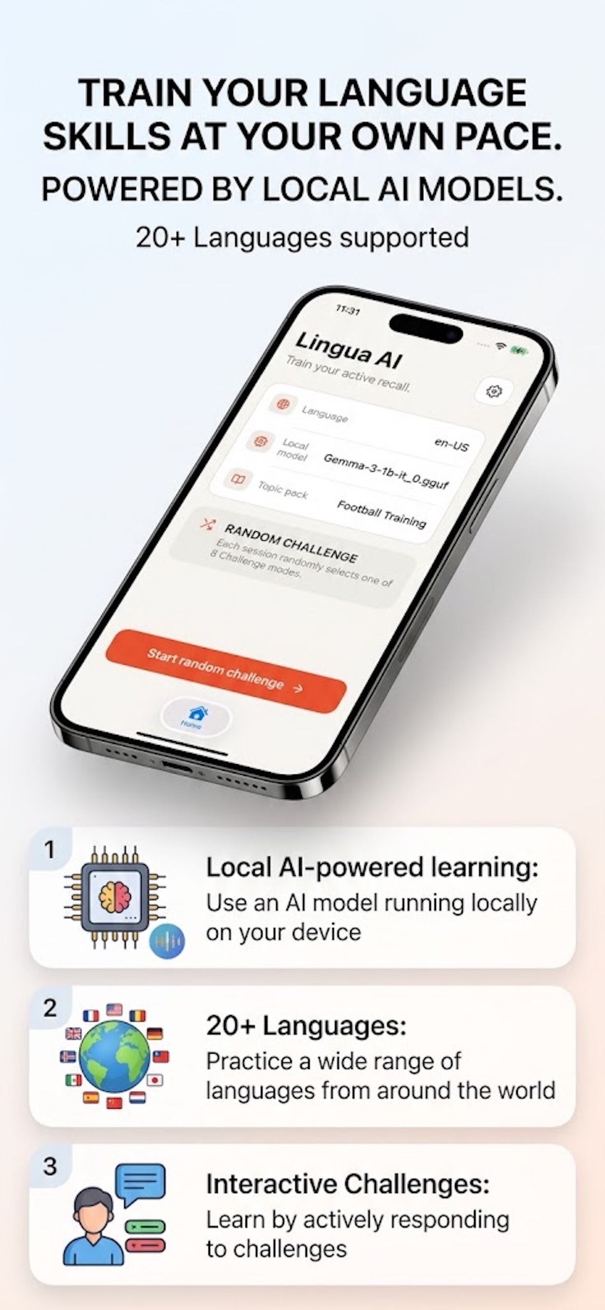 Screenshot 1 of Lingua AI Challenge