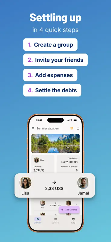 Kittysplit: Split Group Costs screenshot 1 of 8
