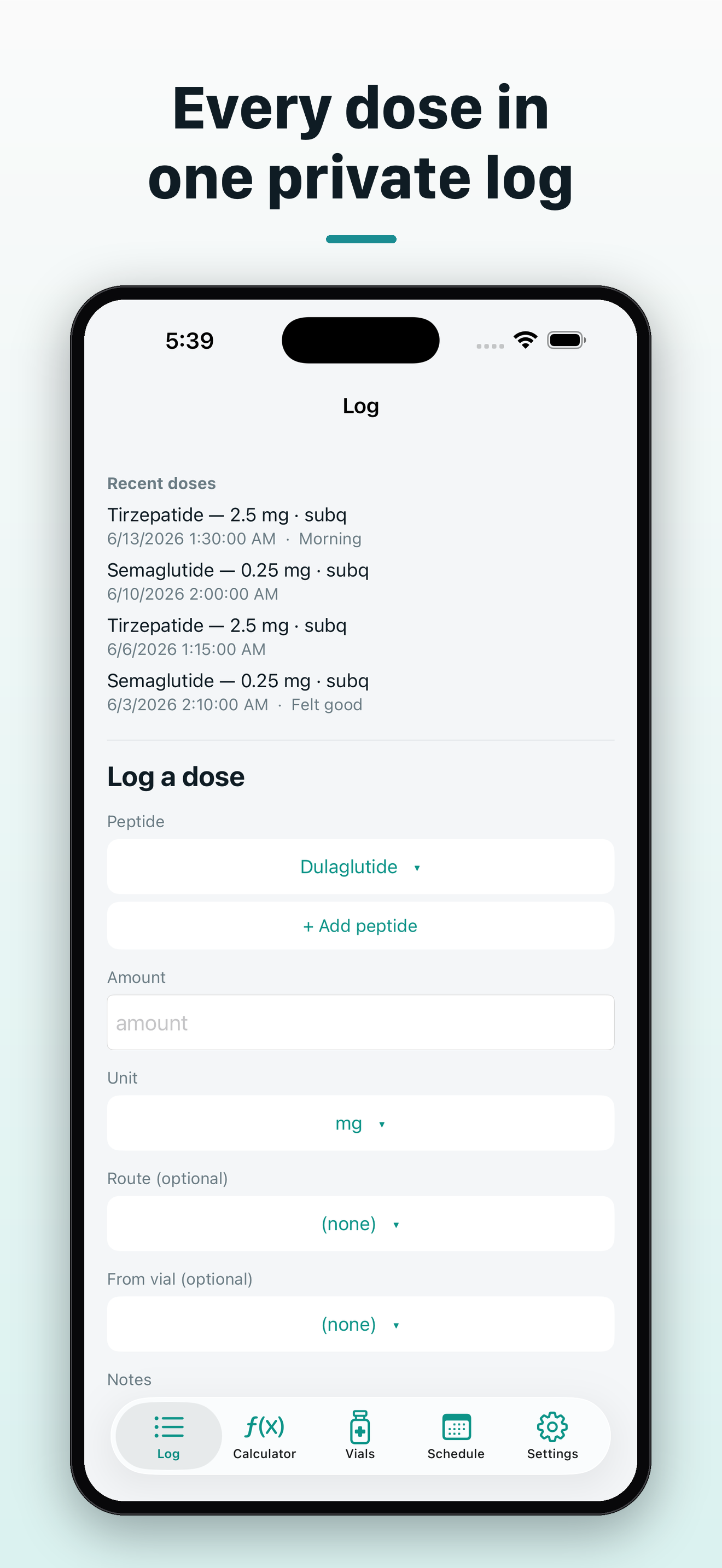 Peptides Tracker