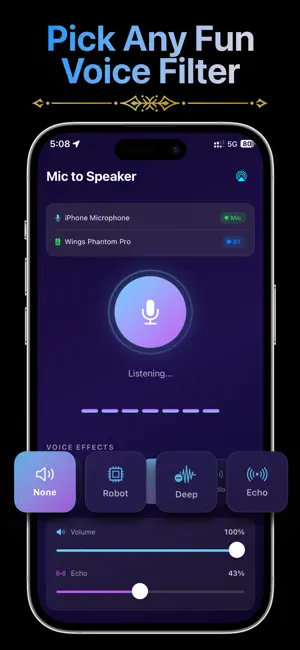 Bluetooth Mic to Speaker App iPhone screenshot 2