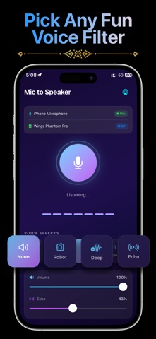 Bluetooth Mic to Speaker App iPhone screenshot