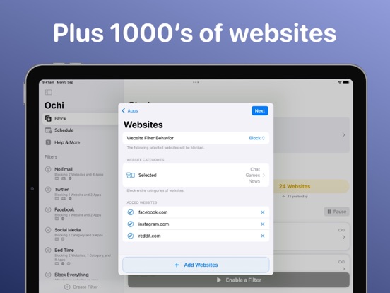 Ochi: Block Websites & Apps iPad screenshot 4 - Productivity app