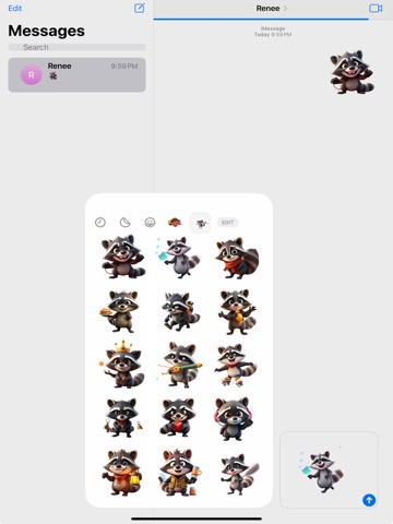 Mischievous Raccoon Stickers iPad screenshot