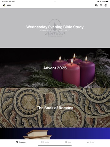 Aberdeen First Baptist Church iPad screenshot