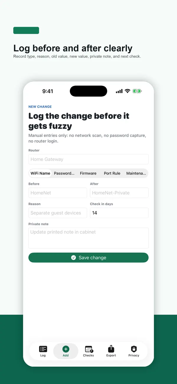 Screenshot #2 pour Router Change Log