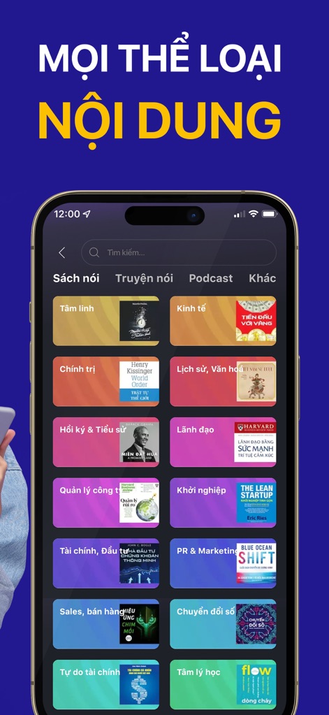 Voiz FM - Sách nói & Podcast - Navigate effortlessly through a diverse range of categories, from "Kinh tế" (Economy) to "Lãnh đạo" (Leadership), ensuring content discovery for every interest.