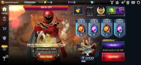 Power Rangers: Legacy Wars - Discover special character deals like the Nick Russell Special Deal and earn valuable rewards from openable boxes and ongoing events.
