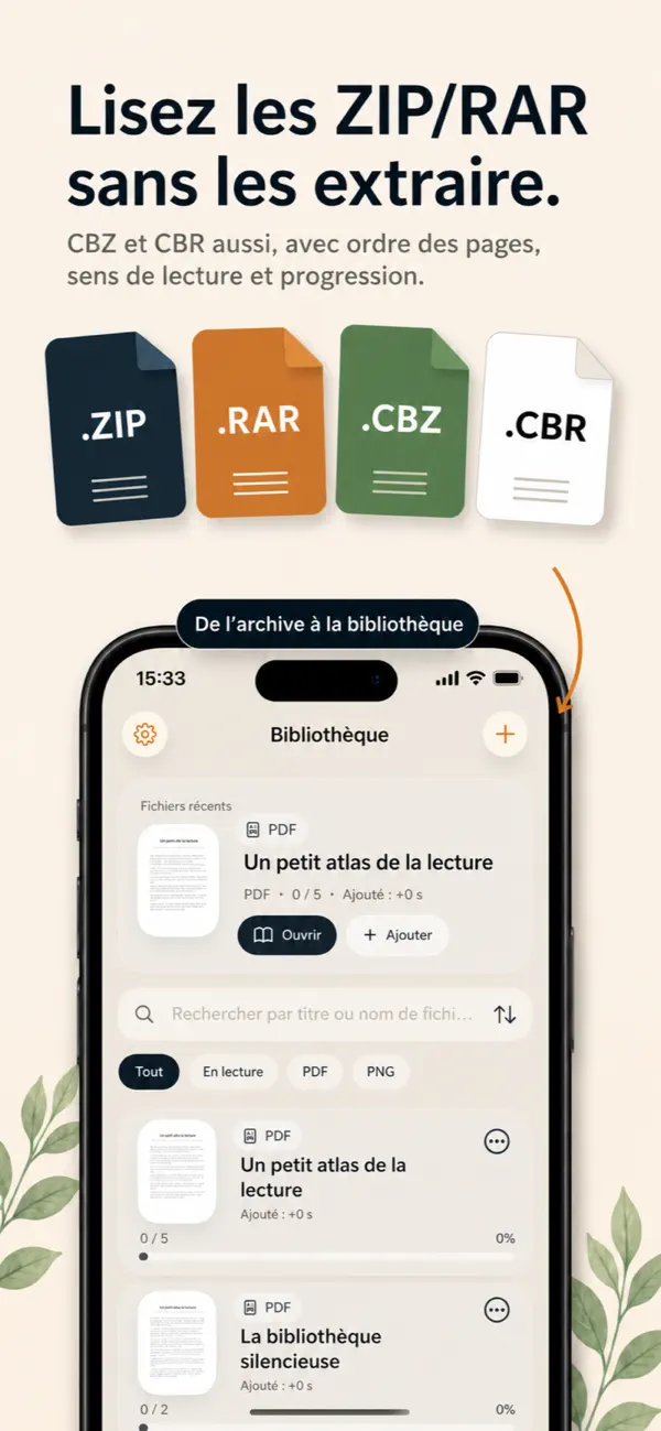 Screenshot #3 pour Lecteur fichiers PDF ZIP RAR