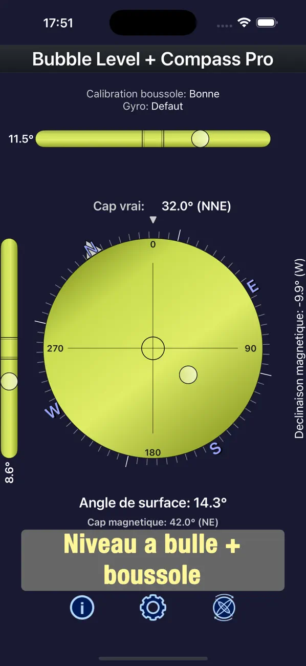 Screenshot #1 pour Bubble Level + Compass Pro