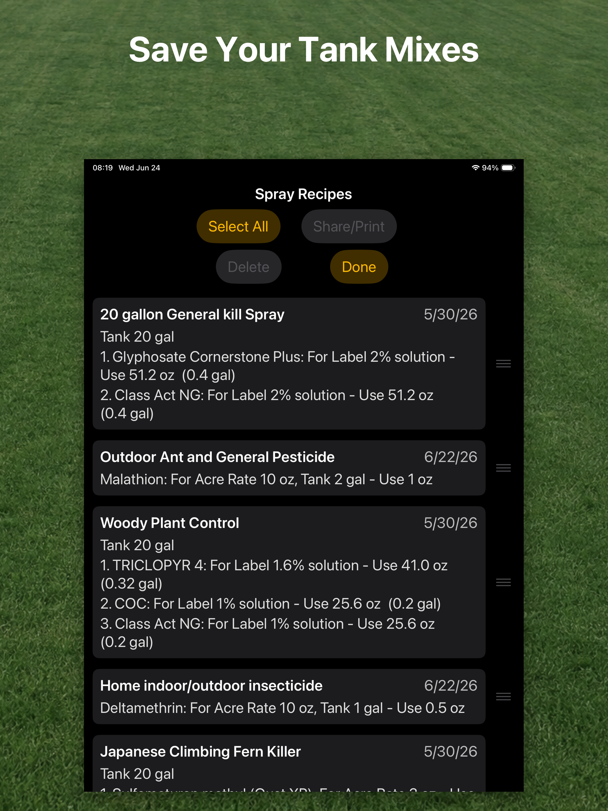 Spot Spray Tank Mix Calculator screenshot 8