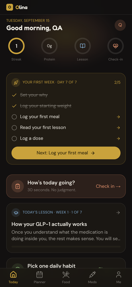 Olina Today dashboard