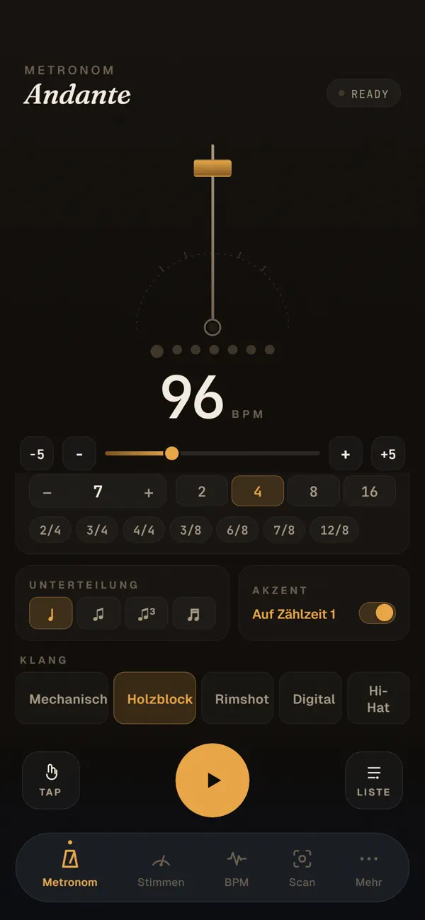 Screenshot #1 pour Tempi - Metronome and Tuner
