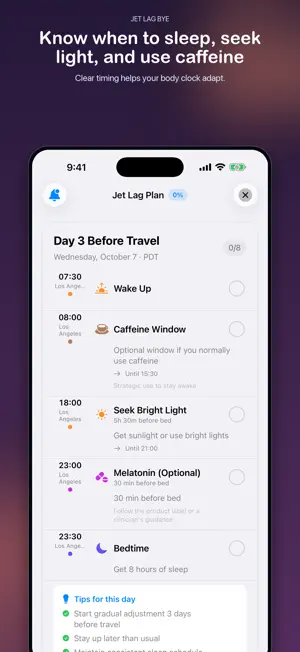 Jet Lag Bye: Travel Sleep Plan screenshot 3