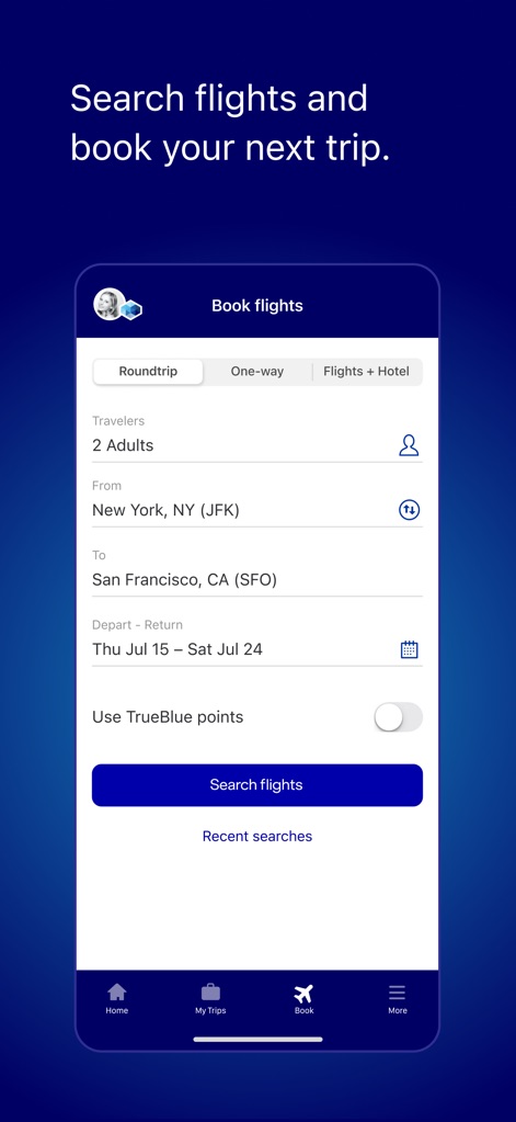 JetBlue - Book & manage trips - Intuitive Flight Booking