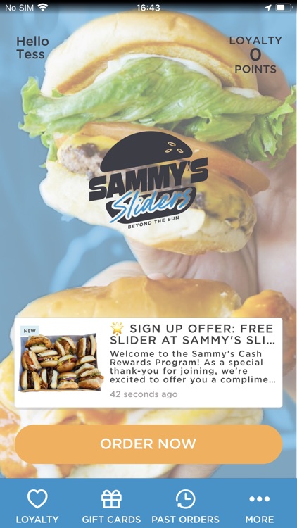 Sammy's Sliders Ordering