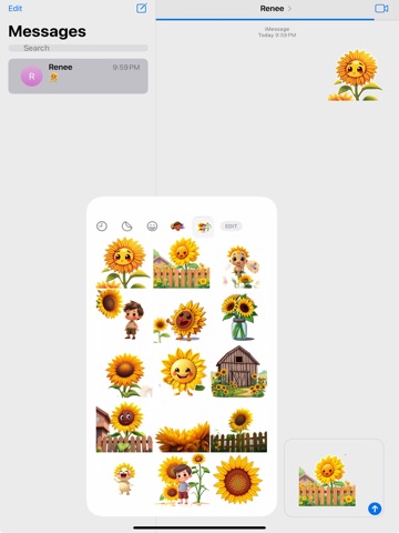 Sunflower Season Stickers iPad screenshot