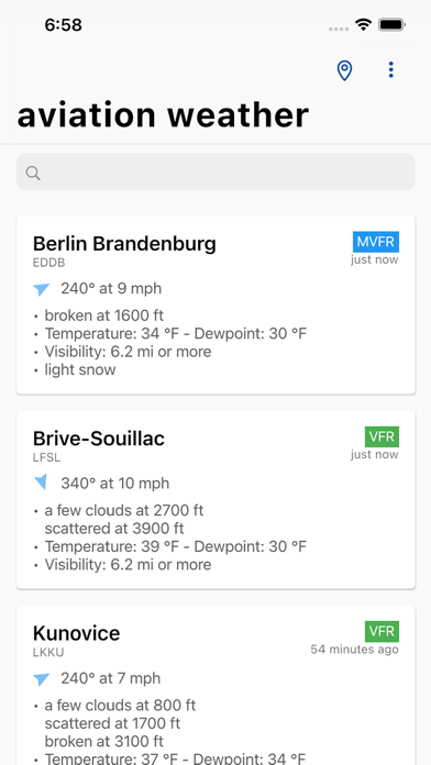Aviation weather - METAR & TAF Screenshot