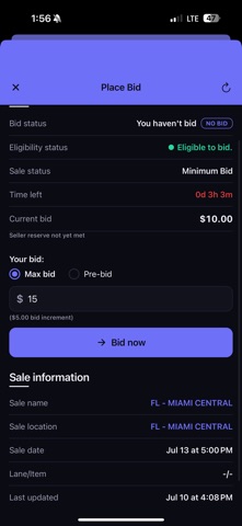 StarBid iPhone screenshot