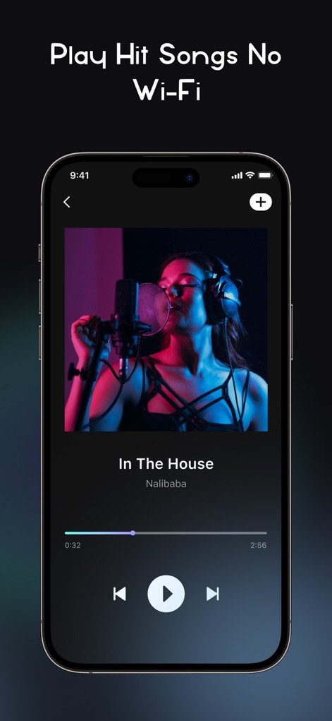 RaMusi: Offline Music Player - The app delivers an immersive listening experience, showcasing full-screen album art and simplified playback controls for any track.