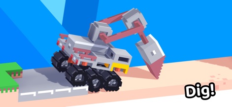 Drive Mad - See the specialized vehicles in action, like an excavator utilizing its powerful arm for digging tasks in the terrain.