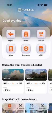 Fly4all حجوزات السفر من iPhone screenshot