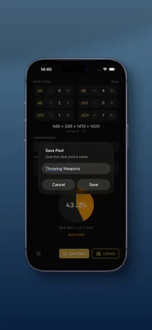 Dice Probabilities Calculator screenshot 1