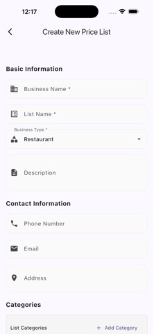 QR Price List Generator screenshot