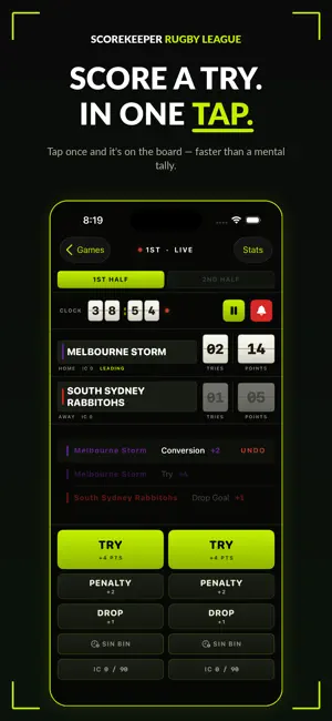 Rugby League Scorekeeper screenshot 1