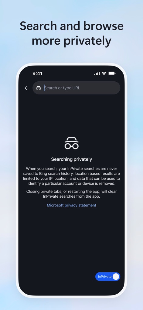 Microsoft Bing Search - Private Browsing Mode